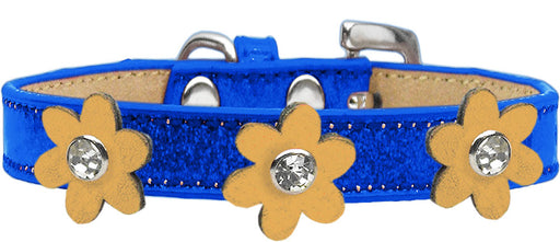 Metallic Flower Ice Cream Collar Blue With Gold flowers Size 14