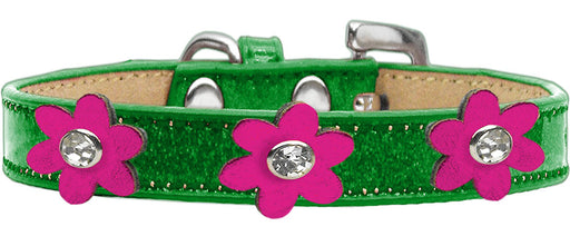 Metallic Flower Ice Cream Collar Emerald Green With Metallic Pink flowers Size 14