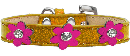 Metallic Flower Ice Cream Collar Gold With Metallic Pink flowers Size 16