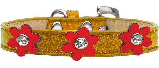 Metallic Flower Ice Cream Collar Gold With Metallic Red flowers Size 10