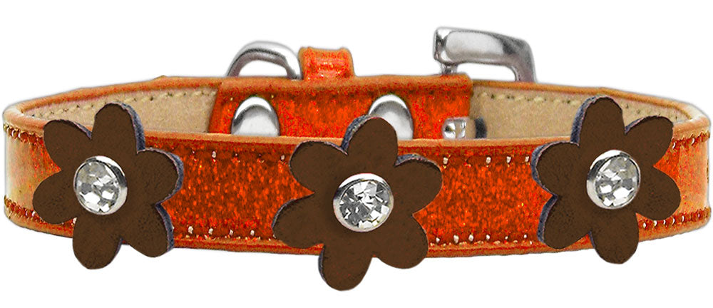 Metallic Flower Ice Cream Collar Orange With Bronze flowers Size 16