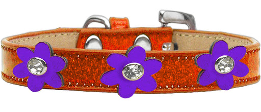 Metallic Flower Ice Cream Collar Orange With Metallic Purple flowers Size 16