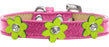 Metallic Flower Ice Cream Collar Pink With Metallic Lime Green flowers Size 20