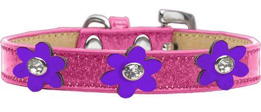 Metallic Flower Ice Cream Collar Pink With Metallic Purple flowers Size 18