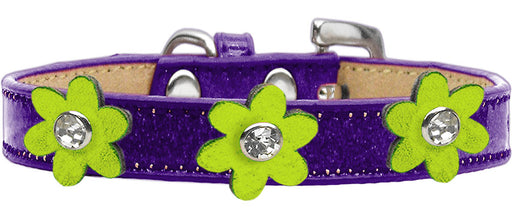 Metallic Flower Ice Cream Collar Purple With Metallic Lime Green flowers Size 10