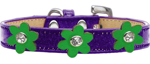 Metallic Flower Ice Cream Collar Purple With Metallic Emerald Green flowers Size 18