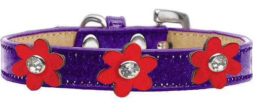 Metallic Flower Ice Cream Collar Purple With Metallic Red flowers Size 14