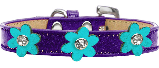 Metallic Flower Ice Cream Collar Purple With Metallic Turquoise flowers Size 12