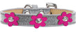 Metallic Flower Ice Cream Collar Silver With Metallic Pink flowers Size 18