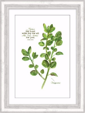 Framed Art-Serve The Lord (Oregano Herb) (10 x 14)