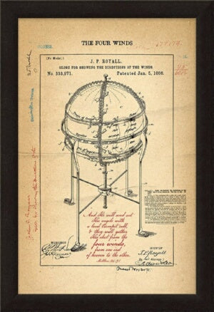 Framed Art-The Four Winds (Globe Patent) (13 x 19)