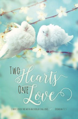 Bulletin-Two Hearts One Love (Jeremiah 31:3) (Pack Of 100) (Pkg-100)