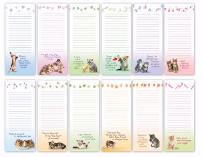 Magnetic Notepad-Seasonal/Kitty (Pack Of 12 Designs) (Pkg-12)