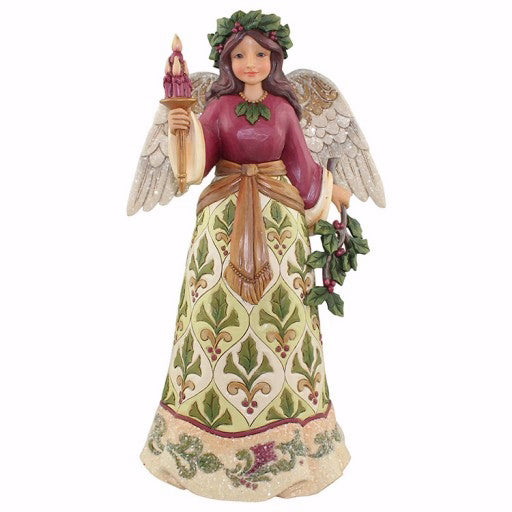 Figurine-Jim Shore/Heartwood Creek-Victorian Holly Angel w/Candle