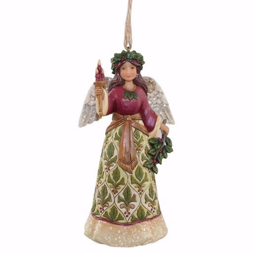 Ornament-Jim Shore/Heartwood Creek-Victorian Holly Angel w/Candle