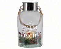 Canister-All Is Calm, All Is Bright w/Pine & Berry Filler (12" Tall 6 3/4" Diameter)