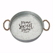 Serving Tray-Home Sweet Home-Metal w/Rope Handles (12" Round)