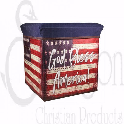 Storage Box-Collapsible-God Bless America (12" x 12" x 12")