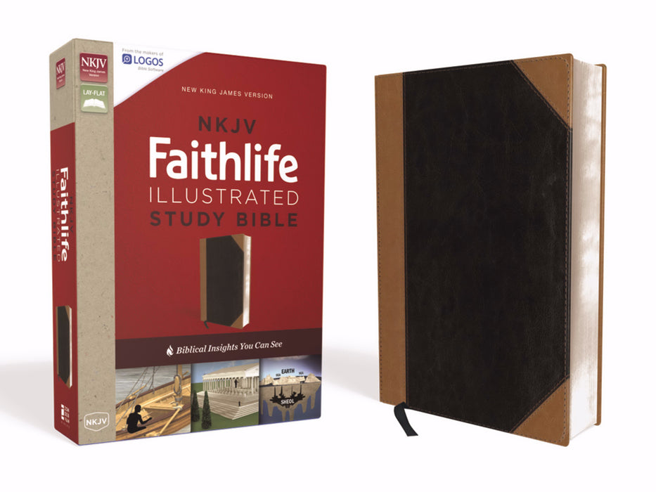 NKJV Faithlife Illustrated Study Bible-Black/Tan Leathersoft