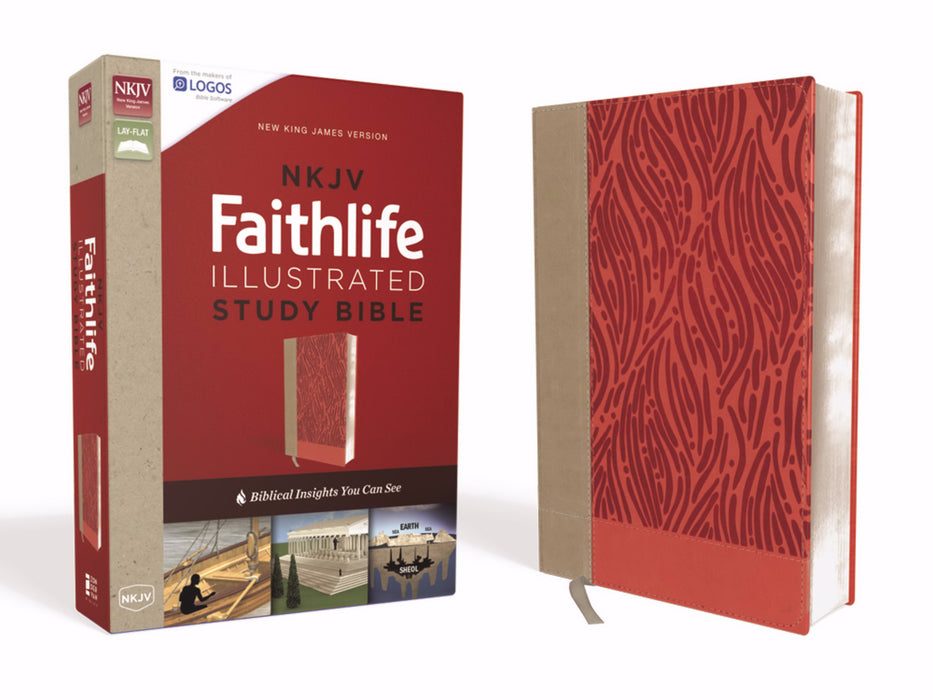 NKJV Faithlife Illustrated Study Bible-Salmon Leathersoft