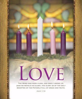 Bulletin-Advent Week 4: Love (John 1:14)-Legal Size (Pack Of 100) (Pkg-100)