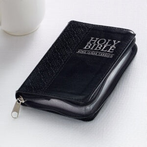 KJV Mini Pocket Bible-Black LuxLeather w/Zipper