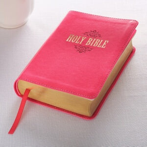 KJV Compact/Large Print Bible-Pink LuxLeather