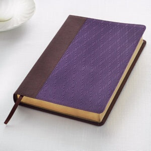 KJV Thinline Large Print Bible-Brown/Purple LuxLea