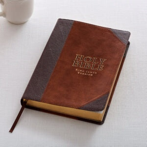 KJV Thinline Large Print Bible-Brown/Tan Portfolio