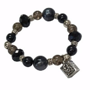 Faith & Prayer Bracelet-Prayer Box Black Bead (Str