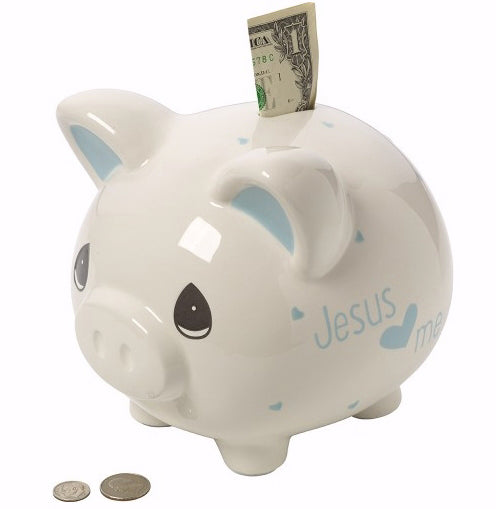 Piggy Bank-Jesus Loves Me-Boy (6.75")