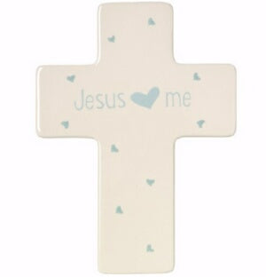 Cross-Jesus Loves Me-Boy (Table Or Wall) (7.5")