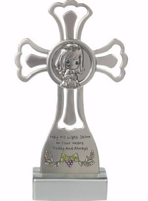 Cross-Girl Communion w/Base (Table Or Wall) (8") (