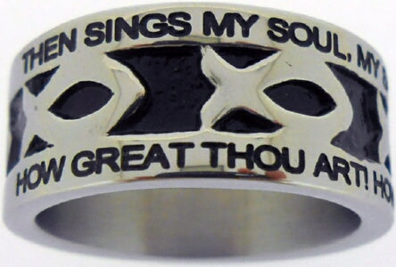 Silver Stainless Steel-How Great Thou Art-Ich Ring