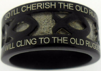 Ring-Black Stainless Steel-The Old Rugged Cross-Style 618-Size 8