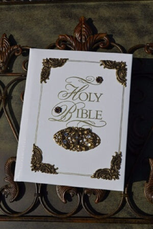 KJV Amethyst Faith & Values Family Bible-White Bon