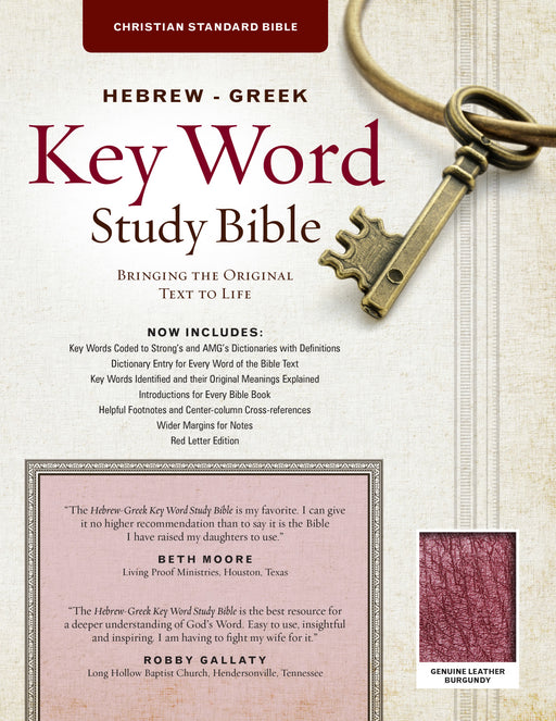 CSB Hebrew-Greek Key Word Study Bible-Burgundy Genuine Leather