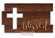 Wall Sign-Blessed w/Cut-Out Cross (20 x 12.5)