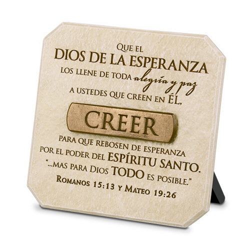 Spanish-Plaque-Bronze Title Bar-Creer (Believe) (#17917)