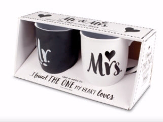 Ceramic Mugs-Two Pack-Handwritten-Mr. & Mrs. (#18150)