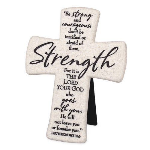 Desktop Cross-Scripture Stone-Strength (#11341)