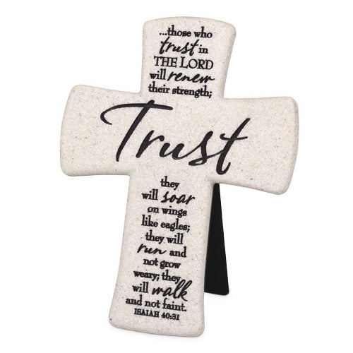 Desktop Cross-Scripture Stone-Trust (#11342)