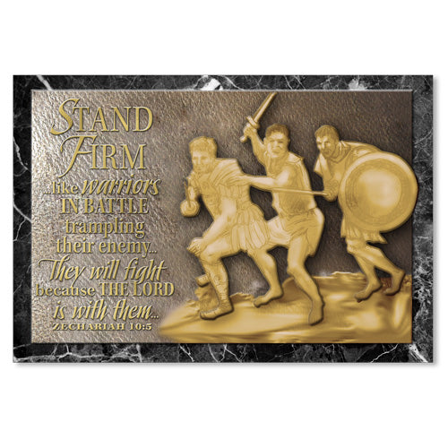 Plaque-Sculpture-Moments of Faith-Rectangle-Gold-Stand Firm (#20704)