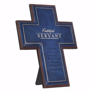 Cross-Faithful Servant-Navy Blue (8.75 x 11.5)