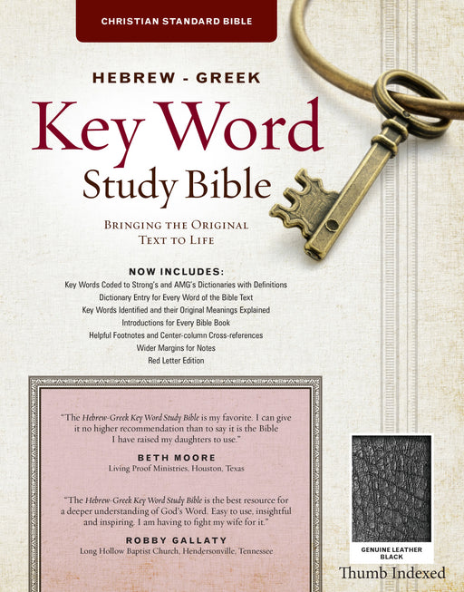 CSB Hebrew-Greek Key Word Study Bible-Black Genuine Leather Indexed