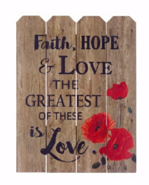 Rustic Pallet Art-Faith Hope Love (9 x 12)