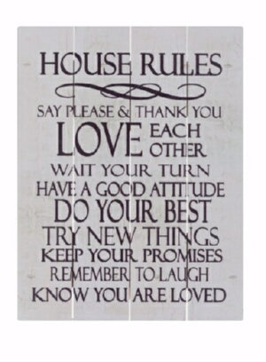 Rustic Pallet Art-House Rules-White (9 x 12)