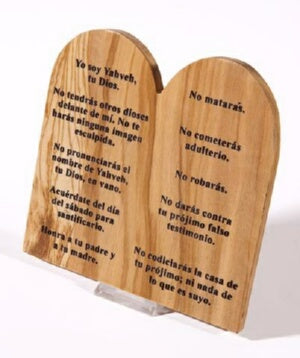 Plaque-Ten Commandments w/Stand (Spanish & He-Spanish