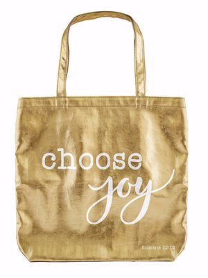 Tote Bag-Choose Joy-Gold (Gilded Goodness) (16" x 14.5")