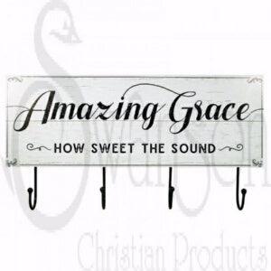 Wall Hanging w/Hooks-Amazing Grace-Wood